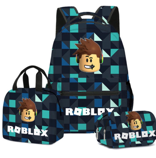 Roblox Backpack,Lunch Bag,Pencil Pouch,Big Backpack quality items,3 pieces for girl or boy