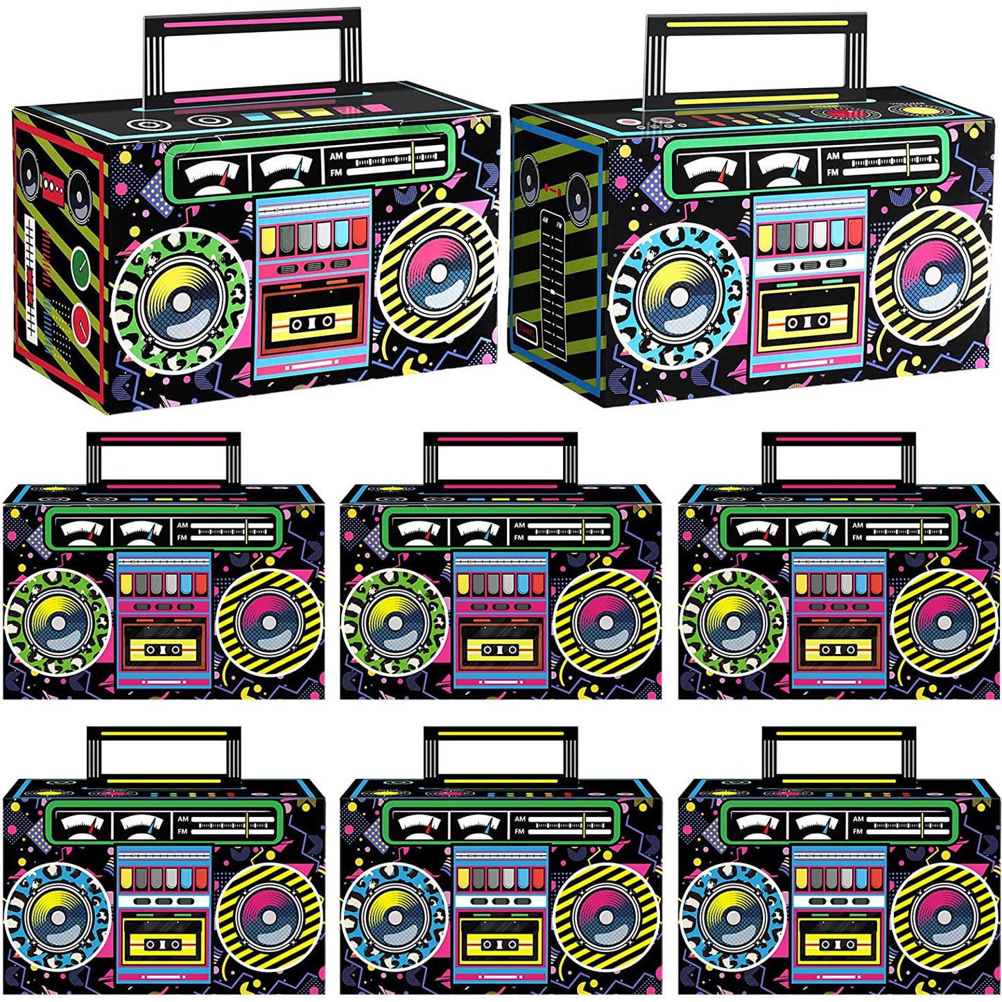12pcs Radio Boom Favor Boxes Cardstock, Radio Cassette Party Supplies,Birthday decoration