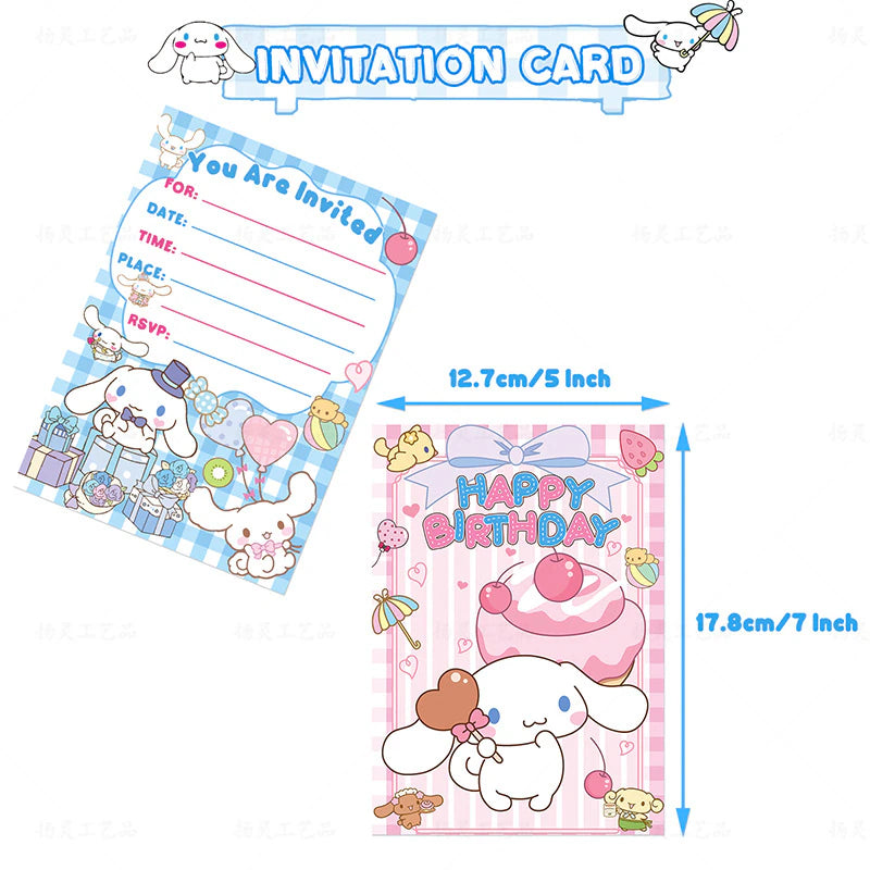 Sanrio Theme Hello Kitty Kuromi Cinnamoroll Birthday Party Decoration Kawaii Party Supplies Banner Balloons Birthday Gift
