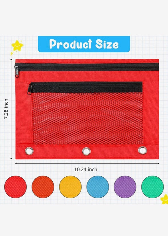 2 Zipper Binder Pouch 3 Ring,Pencil Bag Case for Binder,Students,Back to School,Supplies