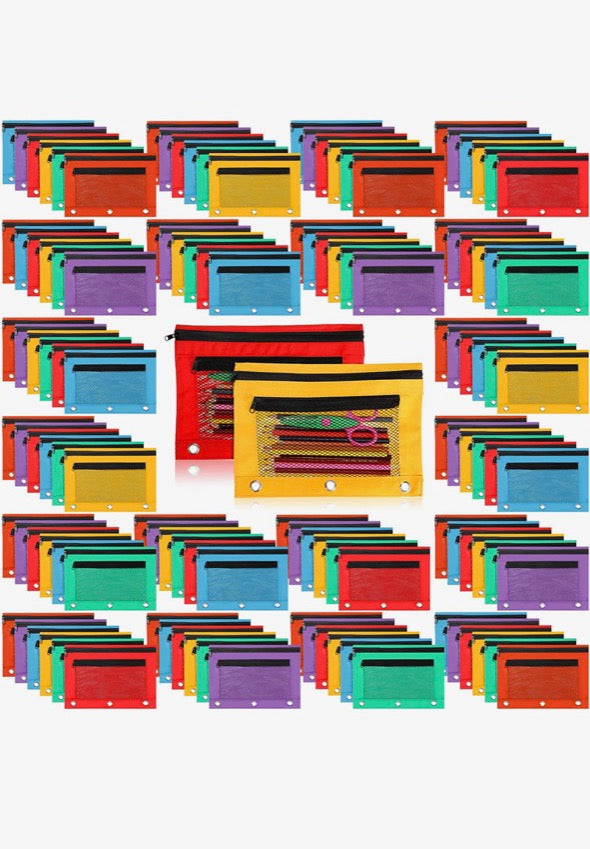2 Zipper Binder Pouch 3 Ring,Pencil Bag Case for Binder,Students,Back to School,Supplies