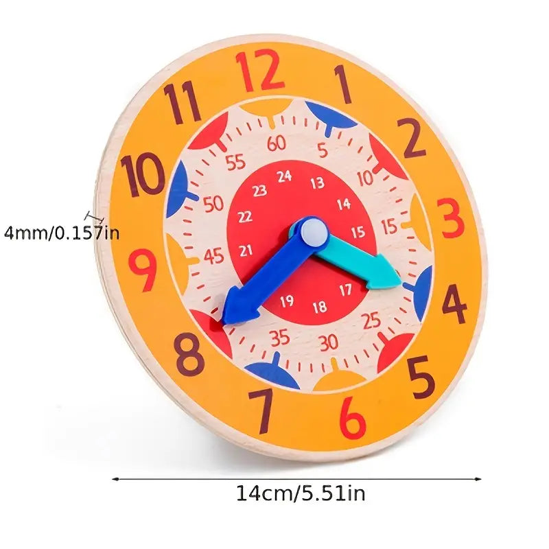 Wood Clock For Kids,Practice Wood Clock for Girls and Boys,Educational Toys,Learning Hour Clock Wood,Unisex 3+