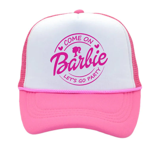 Barbie Baseball Cap,Pink Barbie hat,White and Pink Come on Barbie Lets Go Party Hat,Cap,Baseball Cap,Teen and Women Cap