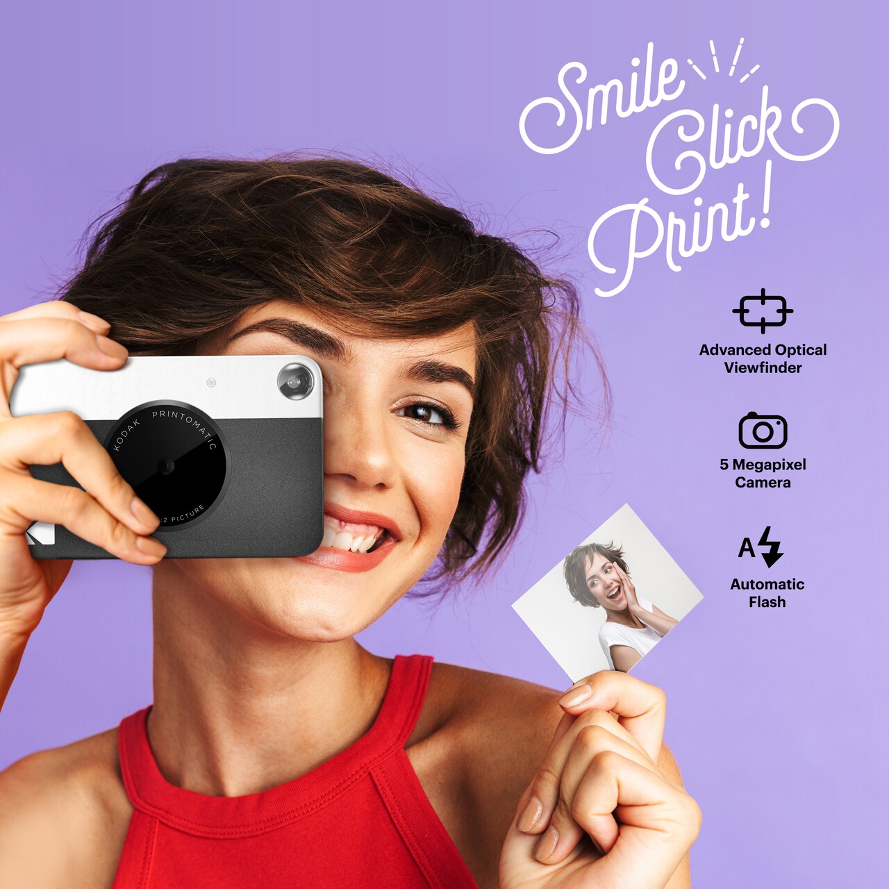 KODAK Printomatic Digital Instant Print Camera, Supports Sticky-Backed