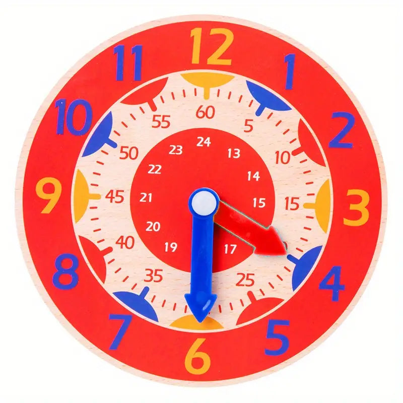 Wood Clock For Kids,Practice Wood Clock for Girls and Boys,Educational Toys,Learning Hour Clock Wood,Unisex 3+