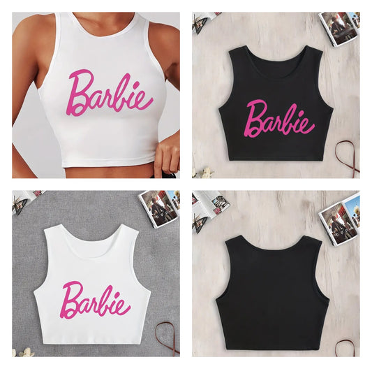 Barbie Crop top,Lightweight Cotton Spandex Croptop Teen and Women Mini Short Shirt