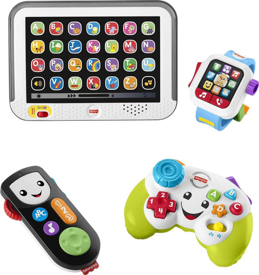 Fisher-Price Laugh & Learn Baby Learning Toys Tune In Tech Gift Set of 4 Interactive Pretend Play Toys for Ages 6+ months