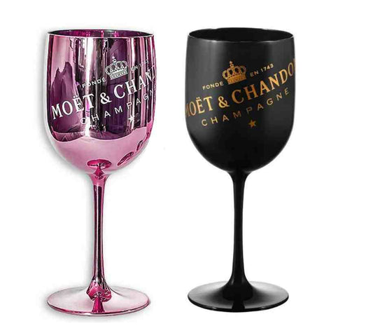 2 Acrylic Glasses set Pink and Black Glasses Champagne,Moet,Celebration,Christmas,Graduation,Unisex