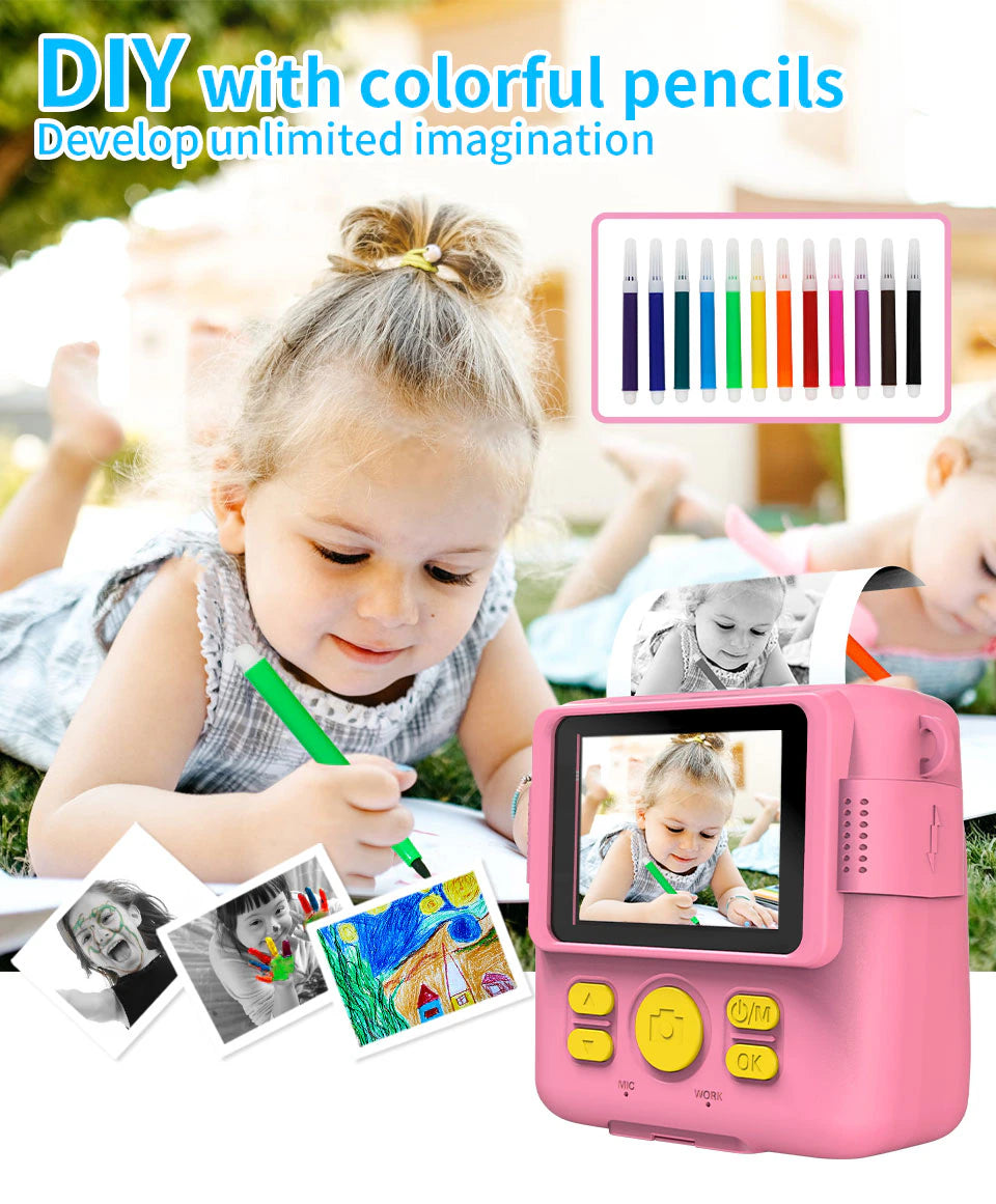 Blue Digital camera instant print, thermal paper,kids gift