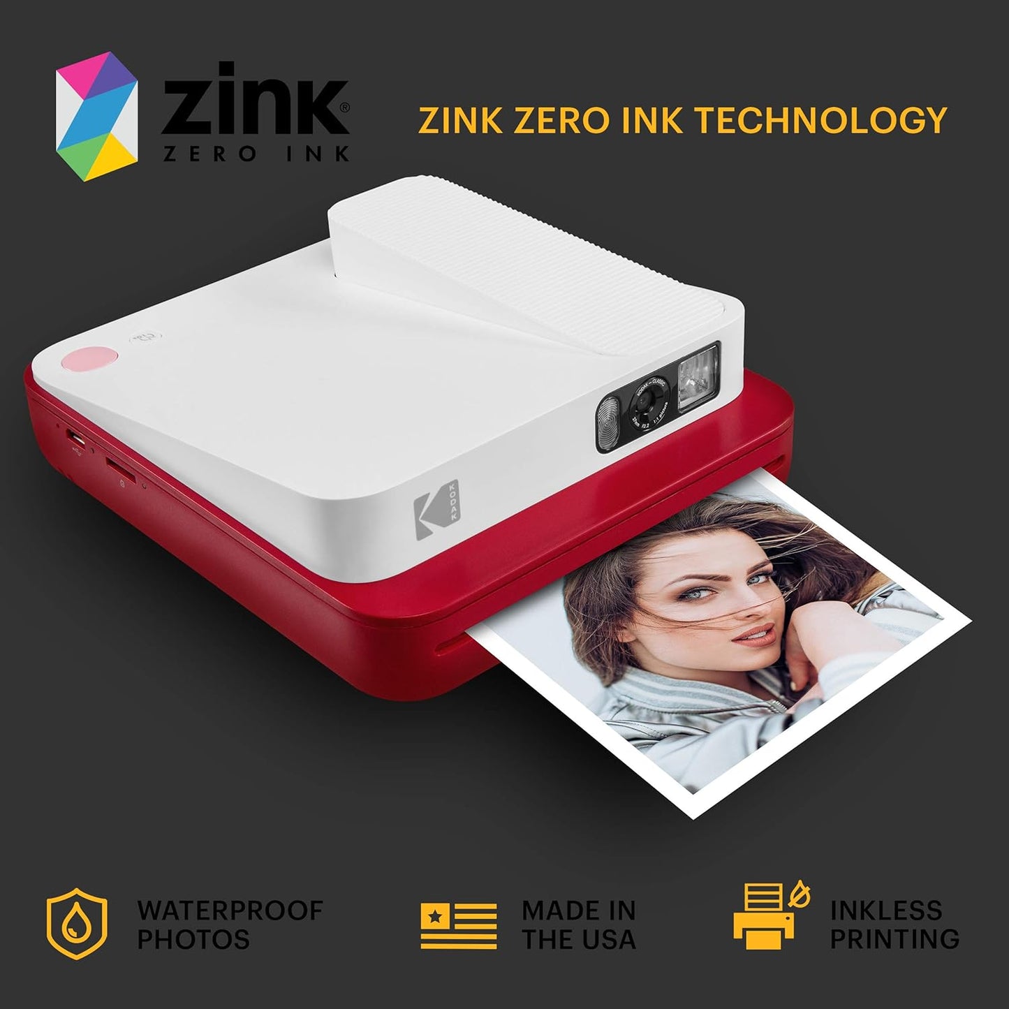 KODAK Smile Classic Digital Instant Camera with Bluetooth (Red) 16MP Pictures, 35 Prints per Charge – Includes Starter Pack 3.5 x 4.25" ZINK Photo Paper...