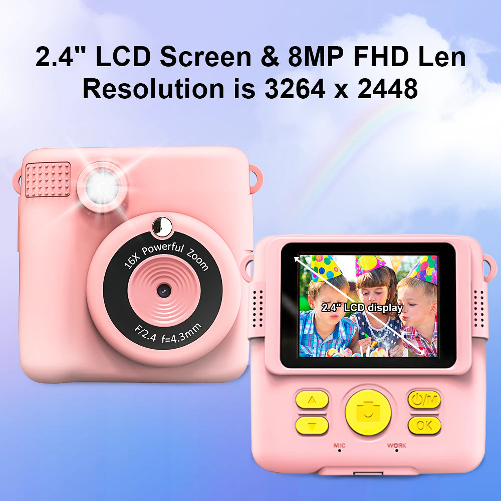 Blue Digital camera instant print, thermal paper,kids gift