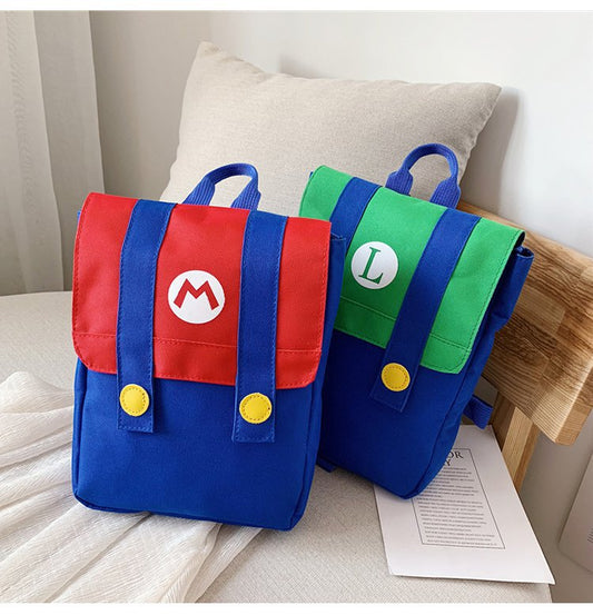 Mario,Luigi Backpack,Canvas Super Mario and Luigi School Stationery Backpack,Toddler,Girl,Child,Boy Bag
