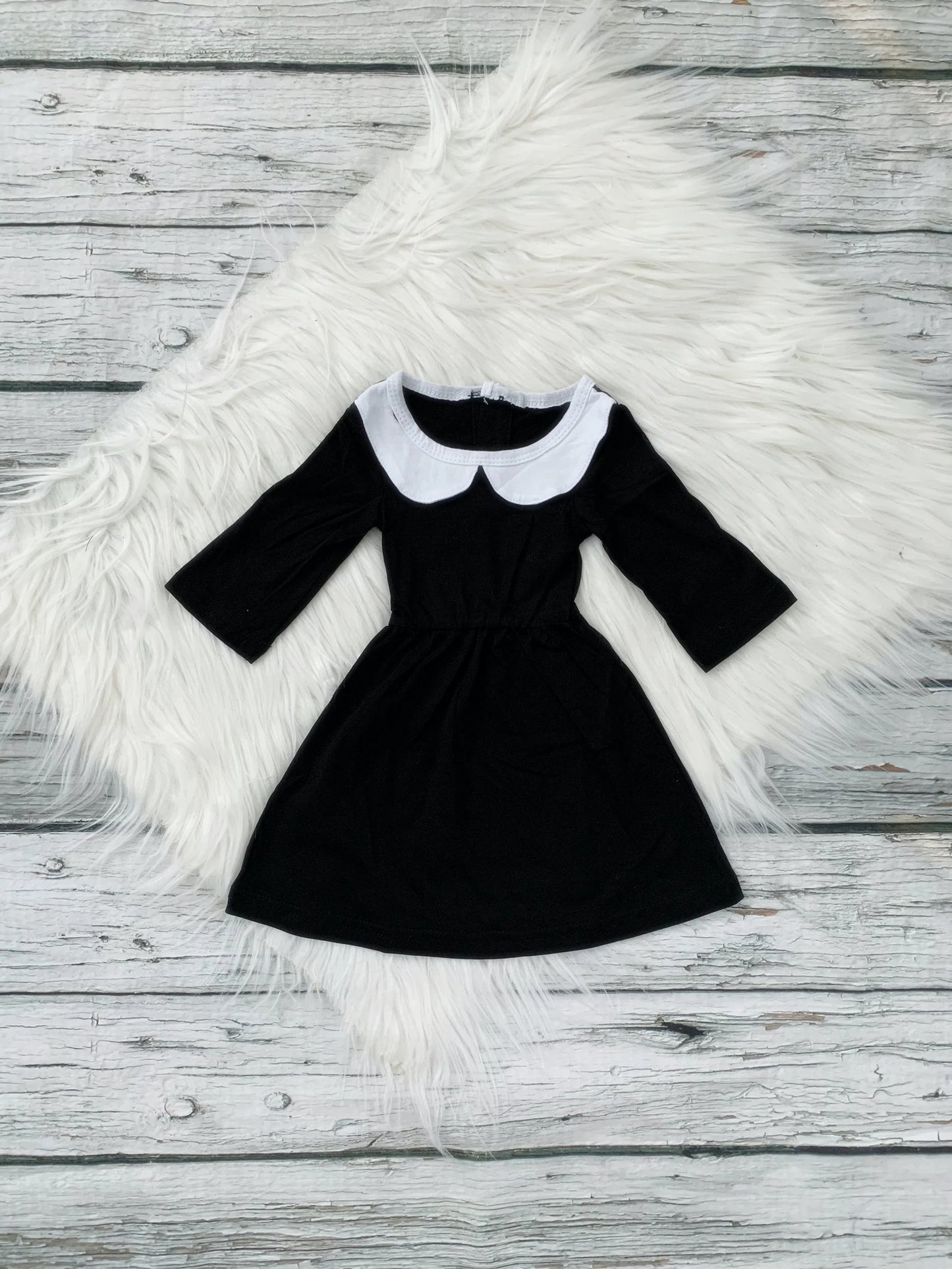 Baby,Toddlers,Girls Wednesday Costume,Cotton Addams Family Black Dress