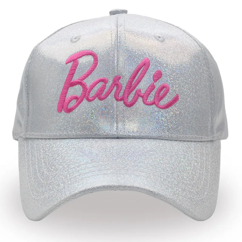 Barbie baseball cap,Embroidery Pink or Silver Cap,Women and Teen adjustable bright hat cap