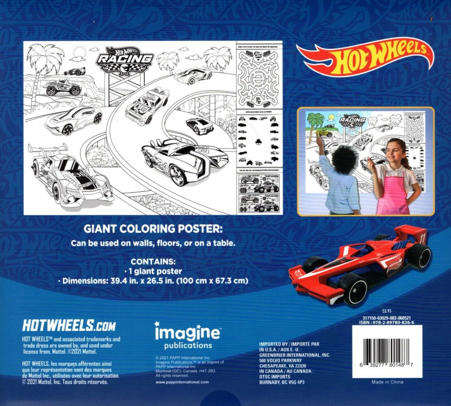 Hot Wheels and Barbie Poster Giant Mega Big 3’ feets Coloring,Summer Activities,Girl and Boy Coloring Book giant. Unisex 3+