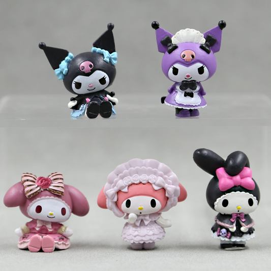 Hello Kitty Mini figures for decoration,5 Kitty friends mini figures,Kuromi,My Melody