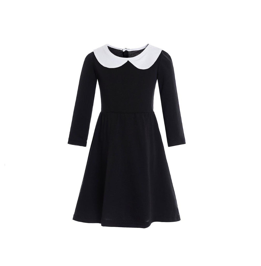 Baby,Toddlers,Girls Wednesday Costume,Cotton Addams Family Black Dress