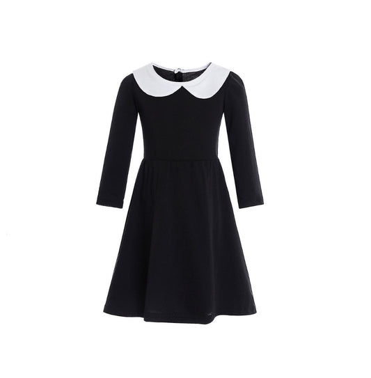 Baby,Toddlers,Girls Wednesday Costume,Cotton Addams Family Black Dress