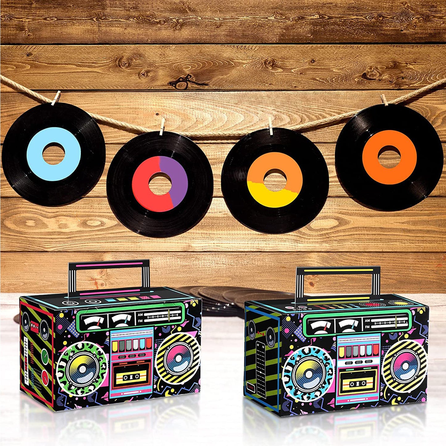 12pcs Radio Boom Favor Boxes Cardstock, Radio Cassette Party Supplies,Birthday decoration