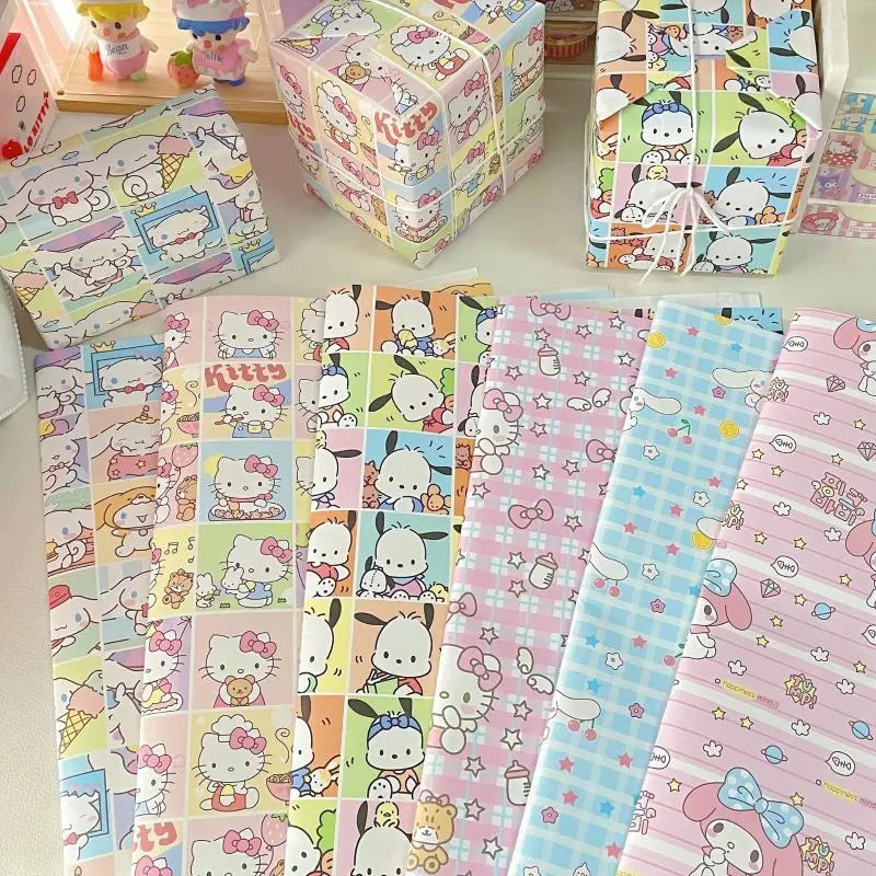 Kawaii Pochacco Wrapping Paper Sanrio My Melody Cartoon Anime Cute Cinnamoroll Textbook Desk Cover Girls Student Birthday Gifts