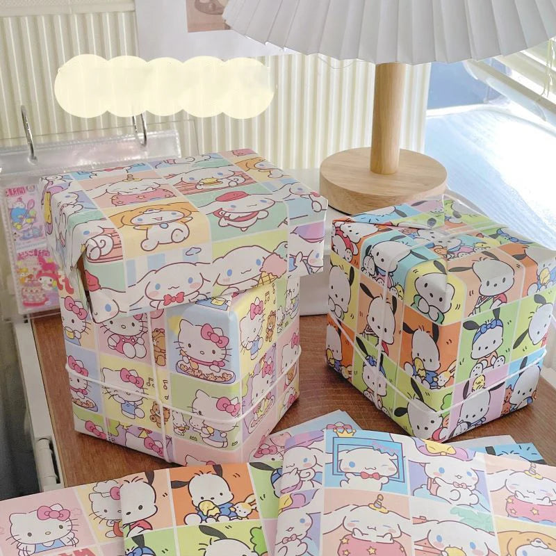 Kawaii Pochacco Wrapping Paper Sanrio My Melody Cartoon Anime Cute Cinnamoroll Textbook Desk Cover Girls Student Birthday Gifts