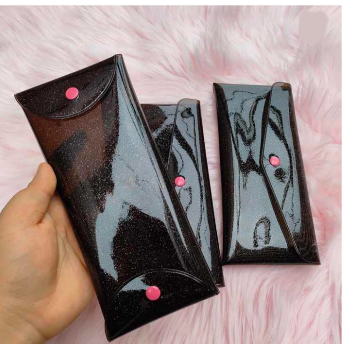 5 Barbie Transparent, Clear, Translucent, Pouch, Bag, School Stationary, Cosmetic, Birthday, Party Favors,Pink,Bag