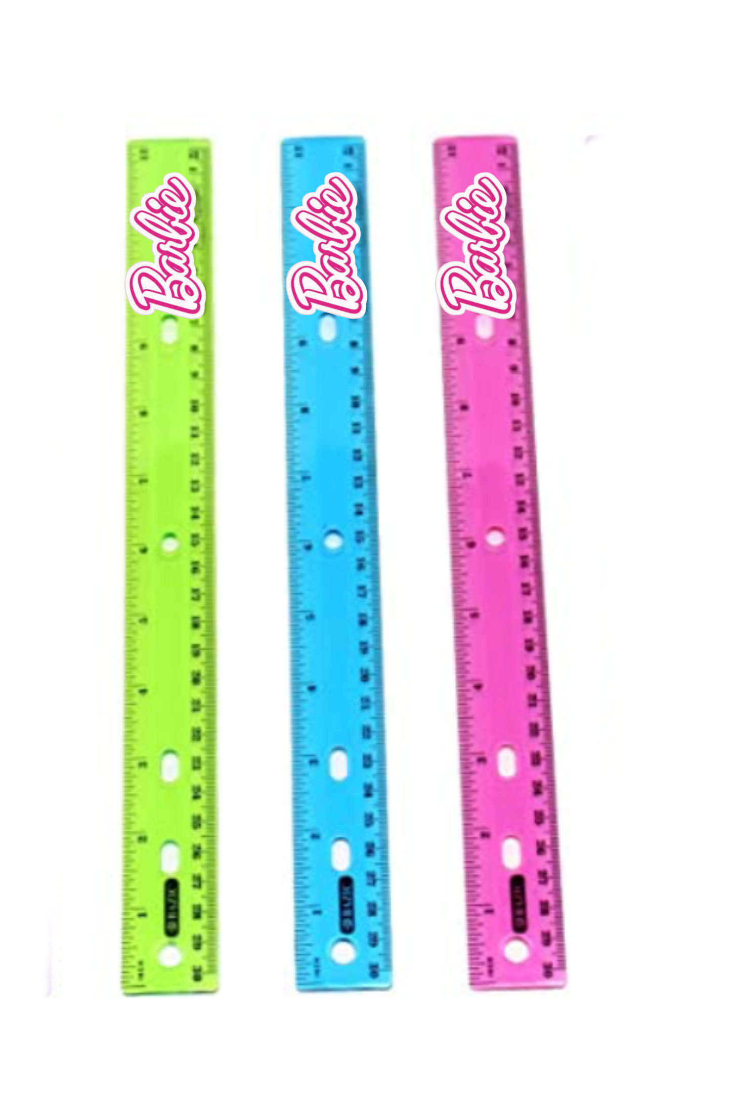 4 Rulers Barbie Bendable, Transparent, Flexible, Neon Colors, Bright Colors