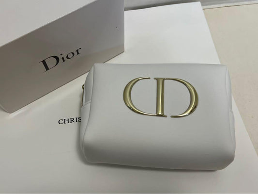 Dior Beauty White Mini Makeup Cosmetics Bag / Pouch / Clutch / Case, CD