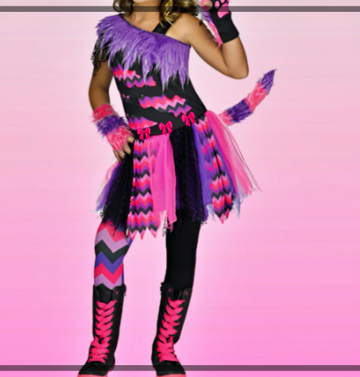 Cheshire Inspired Dress,Outfit,Big Girls Cheshire Costume,Alice in wonderland Character Cosplay Inspired