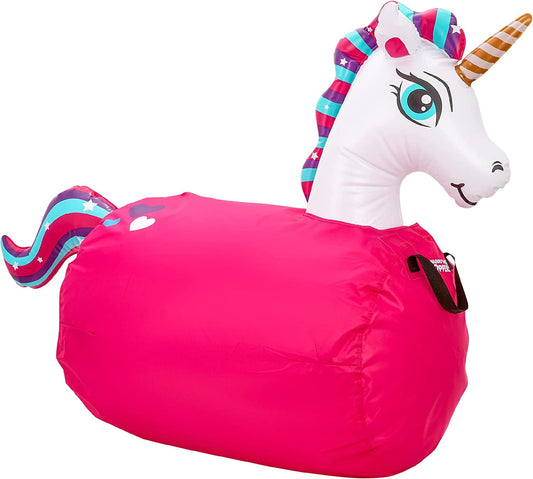 WADDLE Hip Hoppers Large Bouncy Hopper Inflatable Hopping Animal Bouncer, Supports Up to 250 Pounds, Ages 5 and Up (Pink Unicorn)