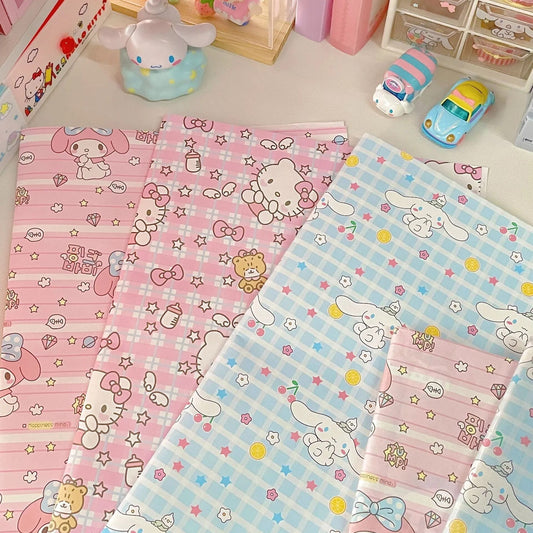 Kawaii Pochacco Wrapping Paper Sanrio My Melody Cartoon Anime Cute Cinnamoroll Textbook Desk Cover Girls Student Birthday Gifts