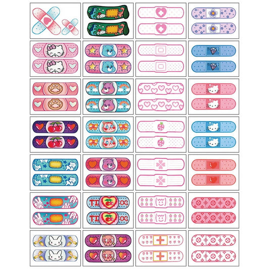 28 Pcs Children's Band-aid Tattoo Stickers Ins Style Cartoon Cute Creative Girl Face Arm Disposable Temporary Tattoo Sticker
