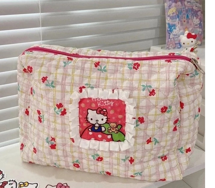 Big Hello Kitty Pencil Case, Cosmetic Bag, Big Case Cotton, Girl, Teen, Women