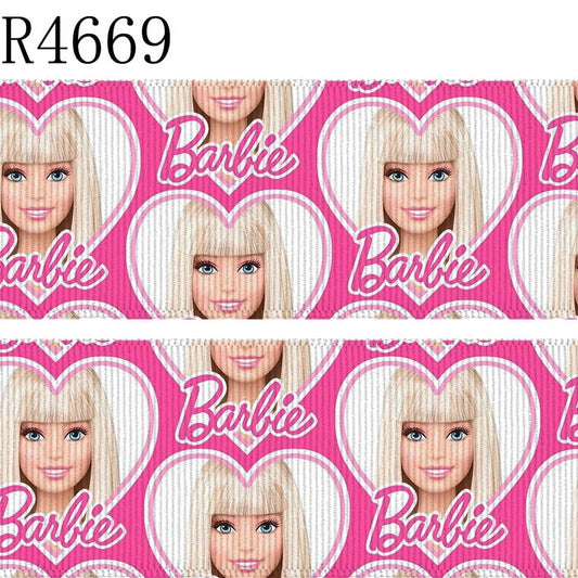 10 Yard Roll 7/8inch New Movie Character Printed Barbie Grosgrain Ribbon Bow Material R4666