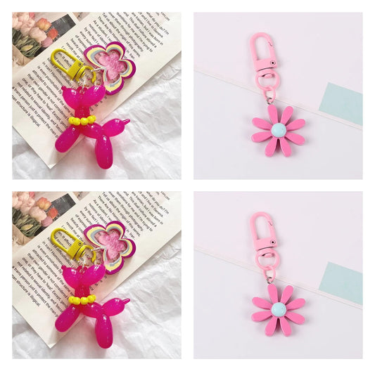 Kawaii Balloon Dog Keychain Models for Girls Sweet Ins Style Balloon Dog Phone Chain Key Buckle Accessories Bag Pendant Toys New