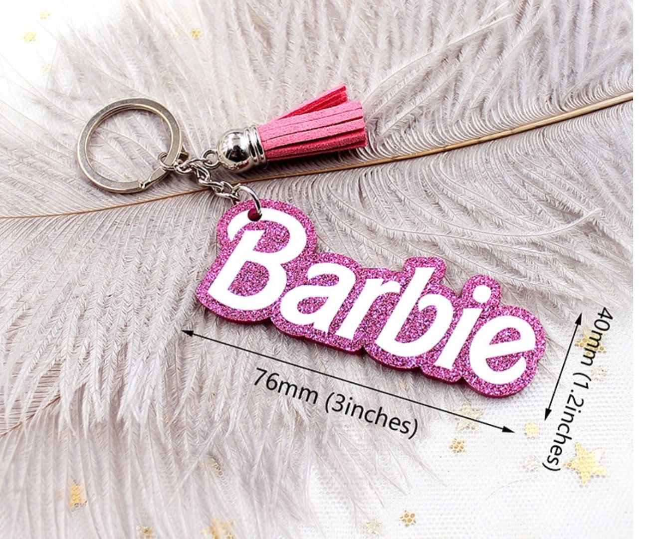 Barbie Keychain Glitter Pink, Barbie and Plus Barbie, Key Chain