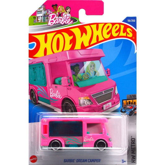 Original Mattel Hot Wheels 1/64 Cutie Pink Barbie Dream Camper NO.56 Car Alloy Model Toys for kids