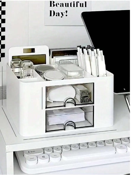 1pc Two Tone Stationery Storage Box, Creative Multi-purpose Desk Holder For Student, Office Stationery Storage