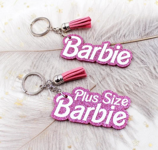 Barbie Keychain Glitter Pink, Barbie and Plus Barbie, Key Chain