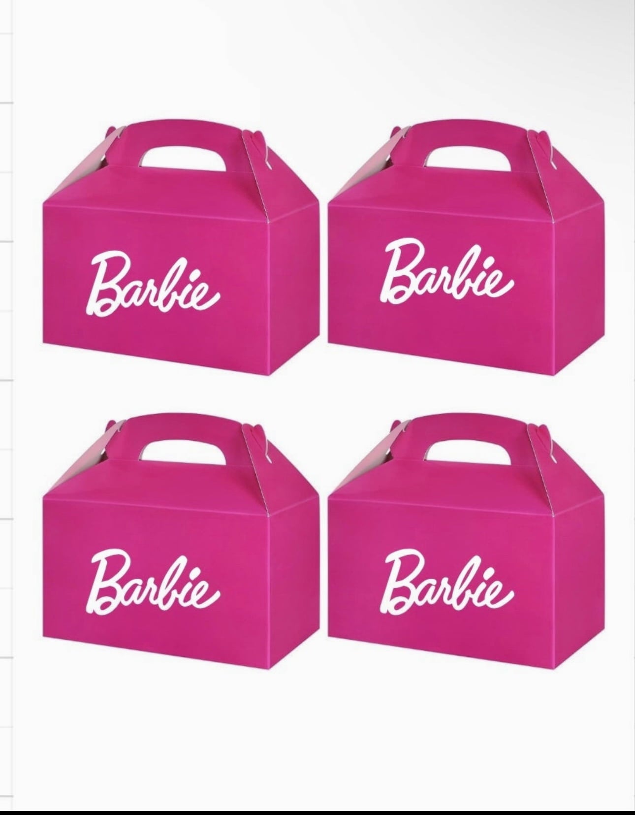 12 Pack Barbie Hot Pink Party Favor Boxes with Handles, Bulk Gable Boxes, Cardboard Paper Gift Boxes for Wedding Girl Birthday Party Baby Shower (5.9 x 3.5 x 3.5 in)