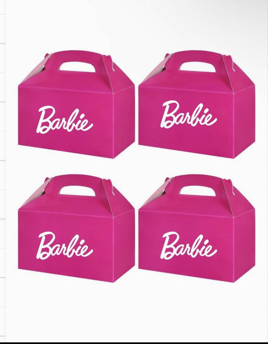12 Pack  Barbie Hot Pink Party Favor Boxes with Handles, Bulk Gable Boxes, Cardboard Paper Gift Boxes for Wedding Girl Birthday Party Baby Shower (5.9 x 3.5 x 3.5 in)