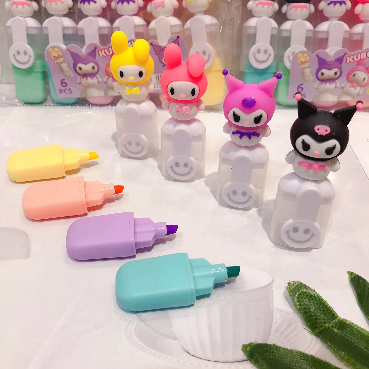 6 pieces bag Kuromi highlighter,Hello kitty friend highlighter