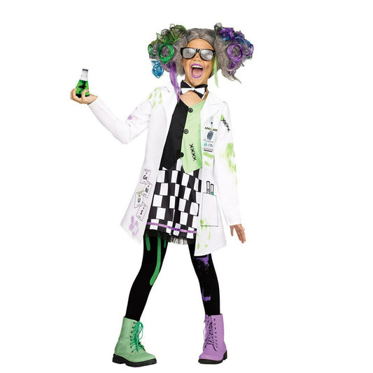 Mad Girl Scientist Costume with Wig Halloween Cosplay Costumes for Girls