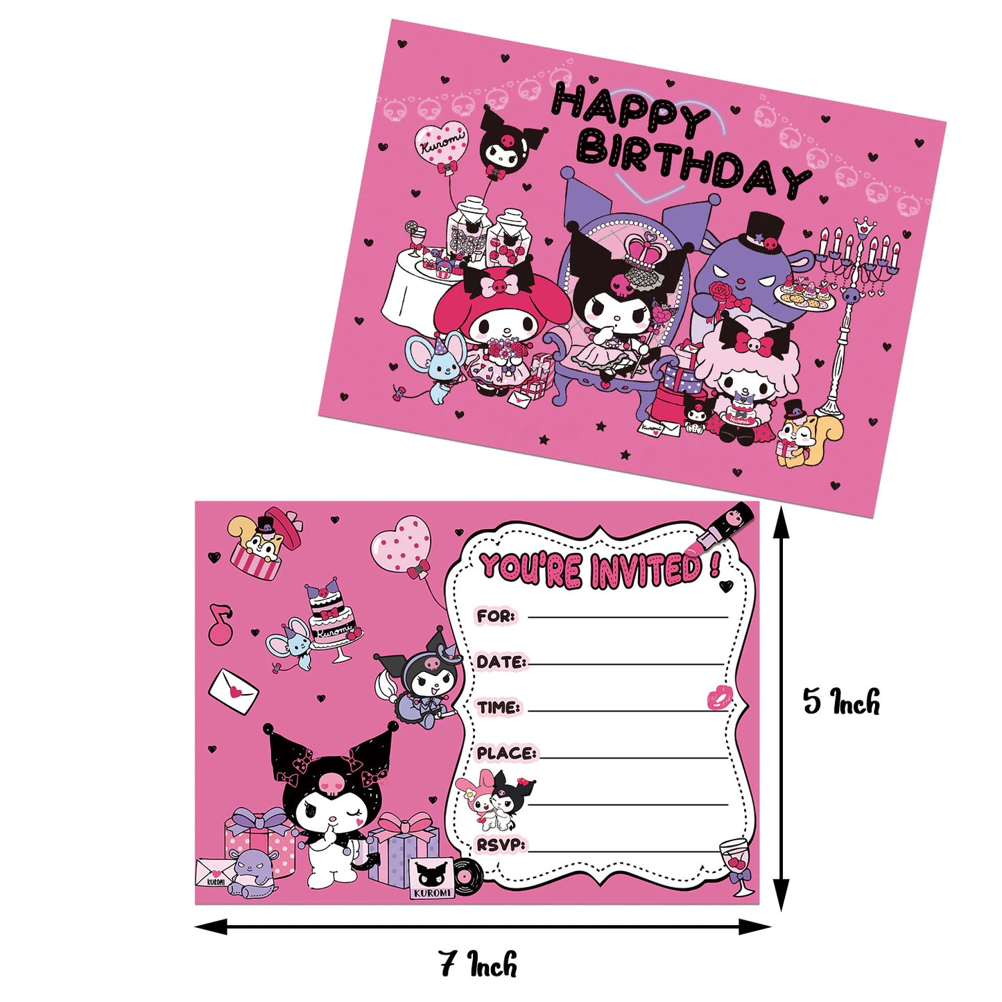 Sanrio Theme Hello Kitty Kuromi Cinnamoroll Birthday Party Decoration Kawaii Party Supplies Banner Balloons Birthday Gift