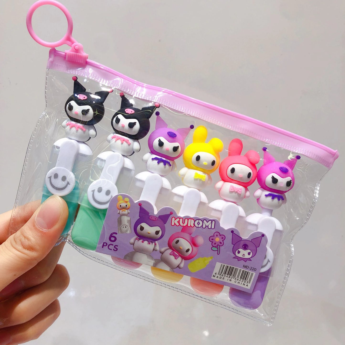 6 pieces bag Kuromi highlighter,Hello kitty friend highlighter