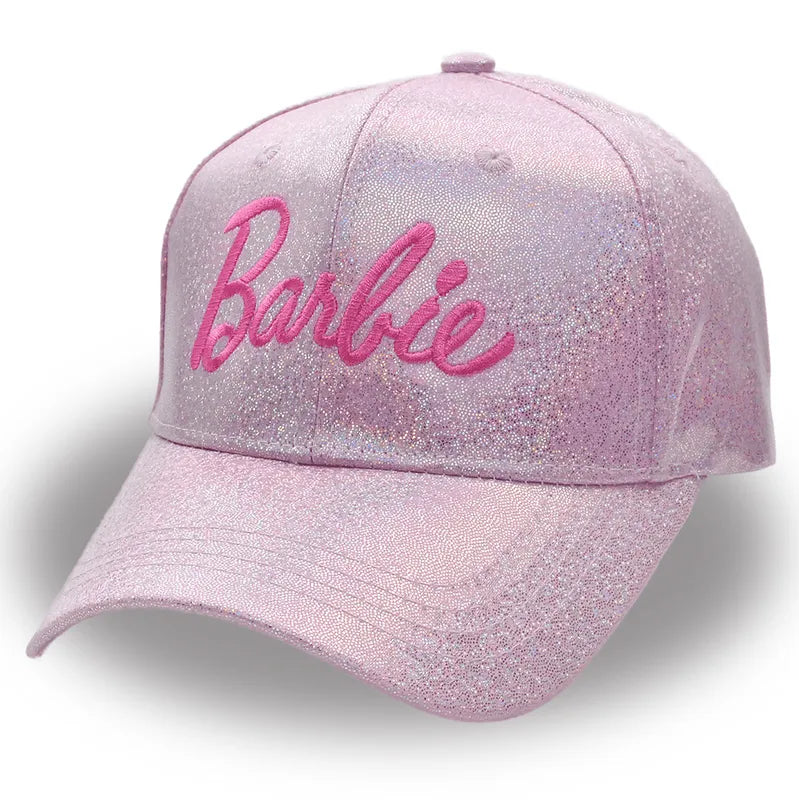 Barbie baseball cap,Embroidery Pink or Silver Cap,Women and Teen adjustable bright hat cap