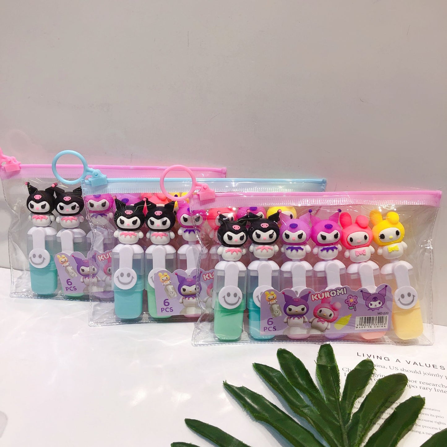 6 pieces bag Kuromi highlighter,Hello kitty friend highlighter