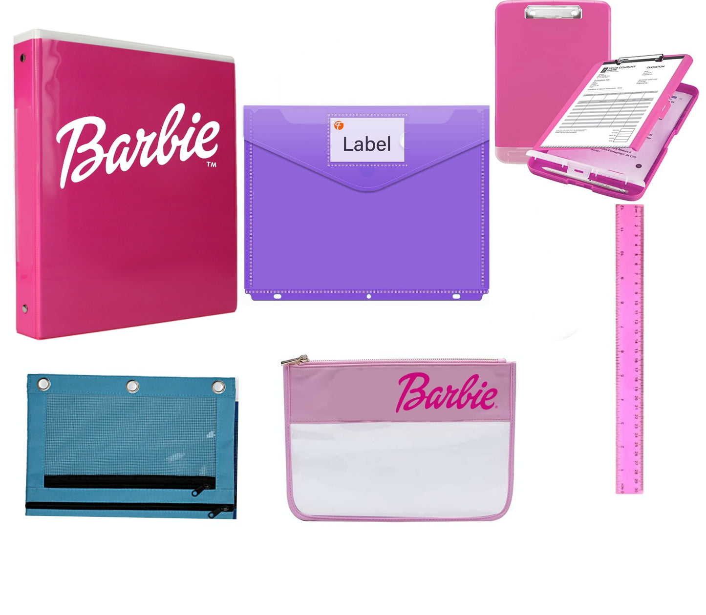 Barbie Binder, Pouch,Pencil Case,Clipboard table,Stationery,Barbie stationery