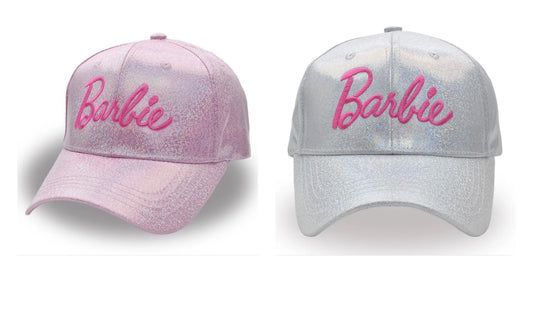 Barbie baseball cap,Embroidery Pink or Silver Cap,Women and Teen adjustable bright hat cap