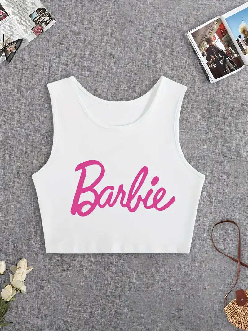 Barbie Crop top,Lightweight Cotton Spandex Croptop Teen and Women Mini Short Shirt